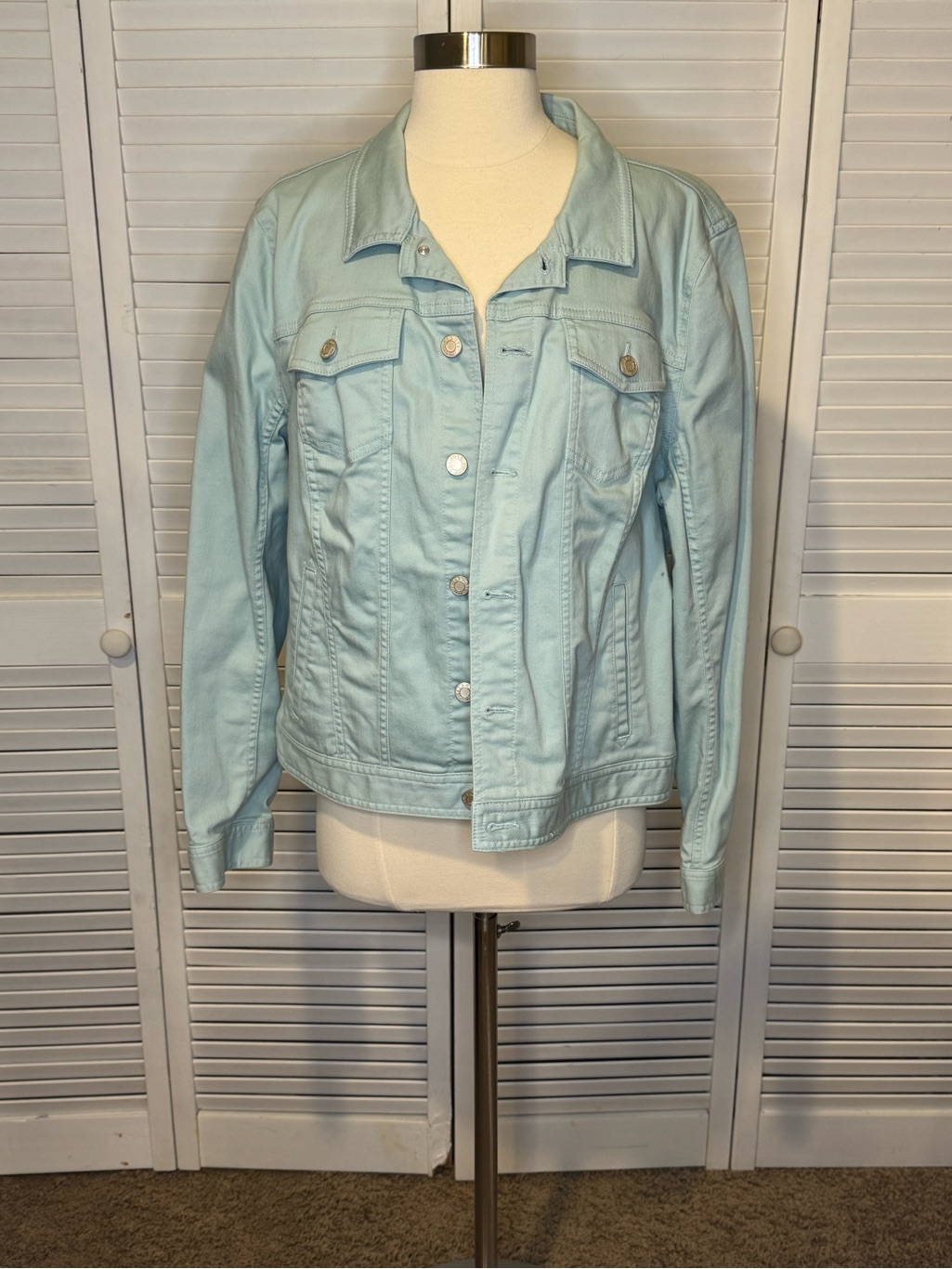 Talbots Pale Blue Denim Jacket - Button-Front Jean Jacket